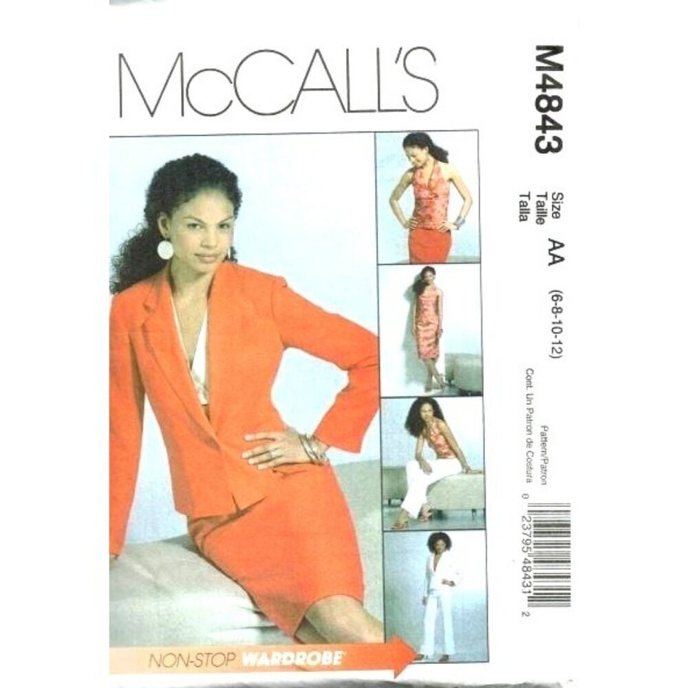McCalls Sewing Pattern 4843 Misses Suit Jacket Top Skirt Pants Size 6-12